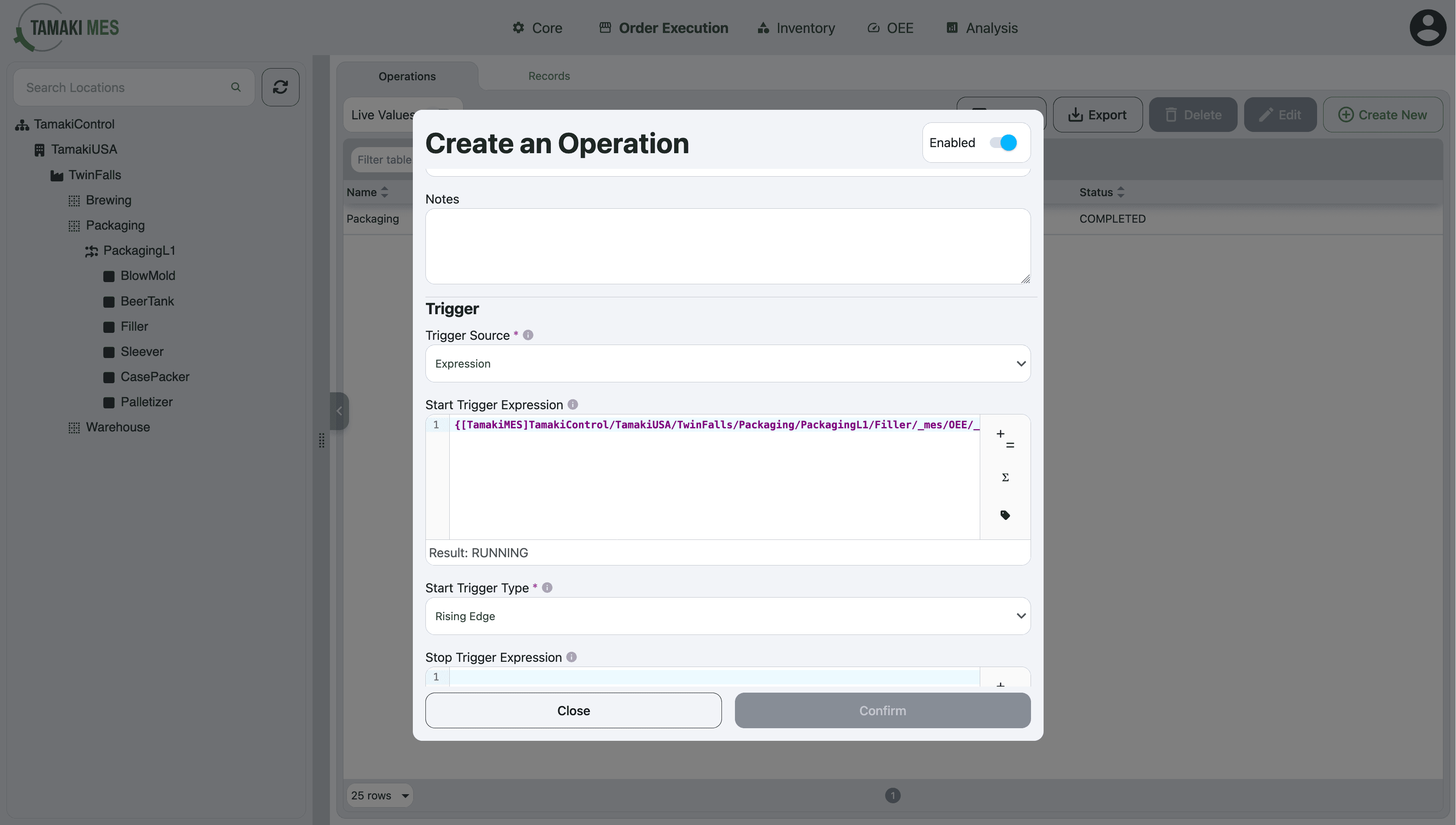 Tamaki MES order operations